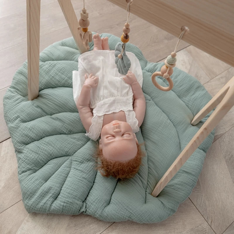 Baby crawling game blanket made of soft cotton for safe indoor play


