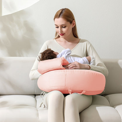 Nursing pillow for breastfeeding with waist support and ergonomic design

