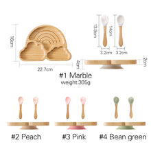 Eco-friendly baby bamboo tableware set with spork for toddler feeding

