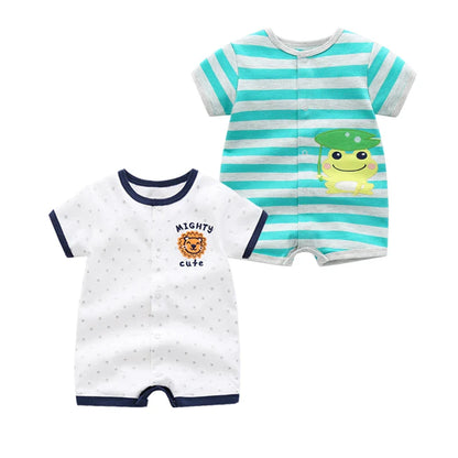 Summer baby girl cotton jumpsuit set for 0–24 months with cute design

