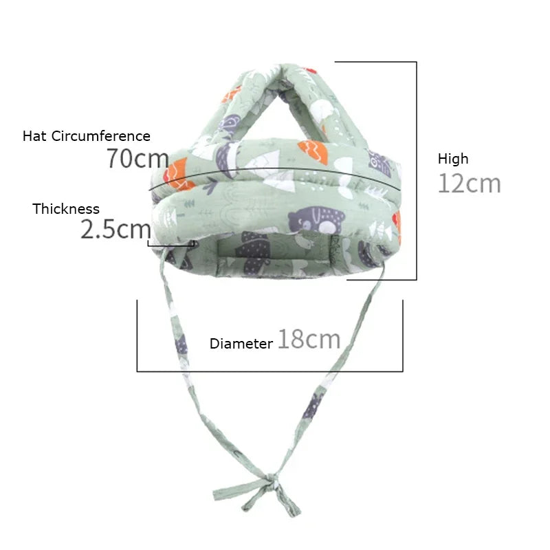 Baby head protection hat with soft padding for indoor safety and fall prevention

