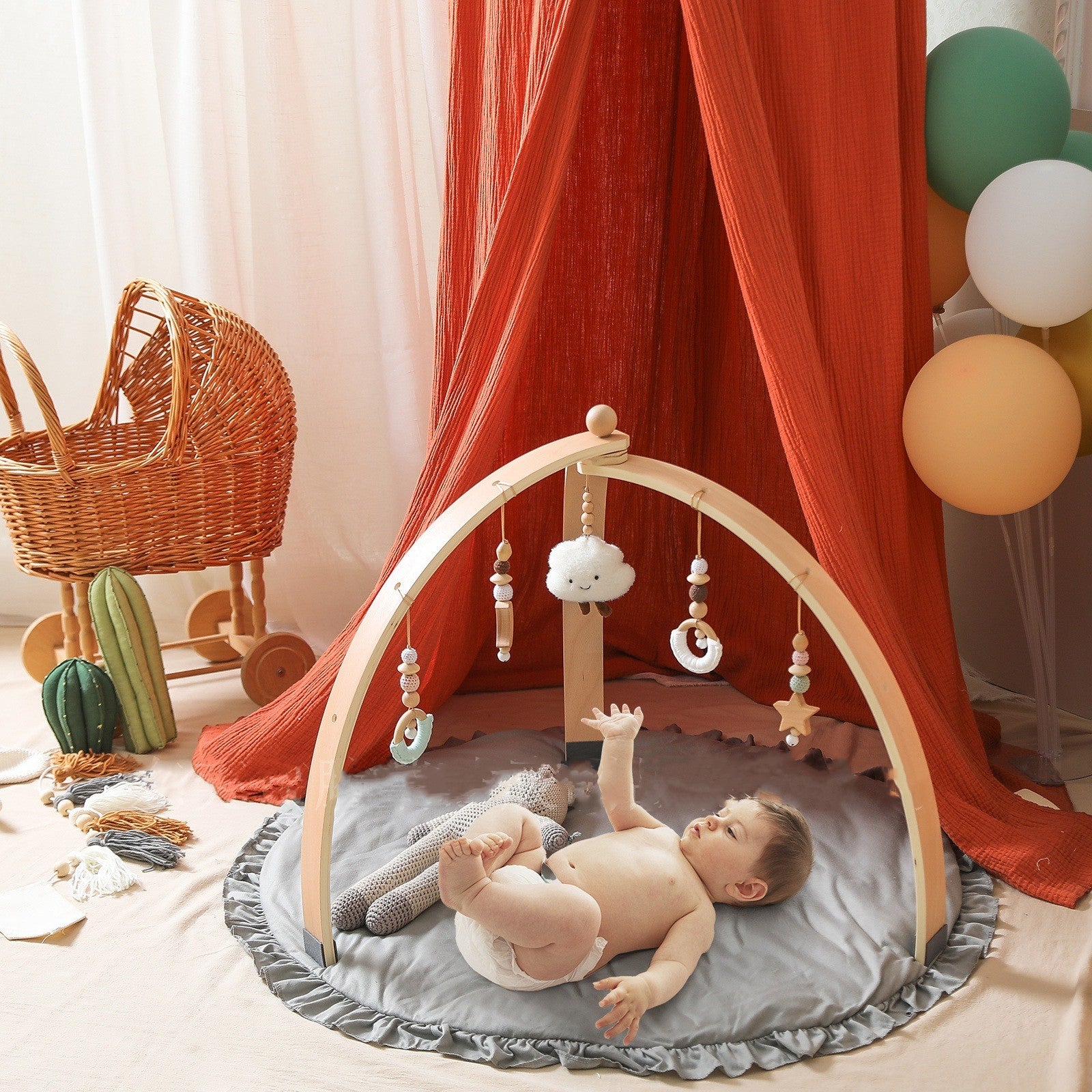 Baby room fitness support bar for helping babies crawl and stand safely

