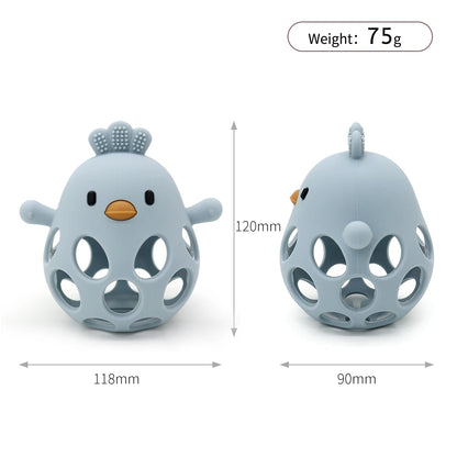 Cartoon chick-shaped baby silicone teether for teething relief