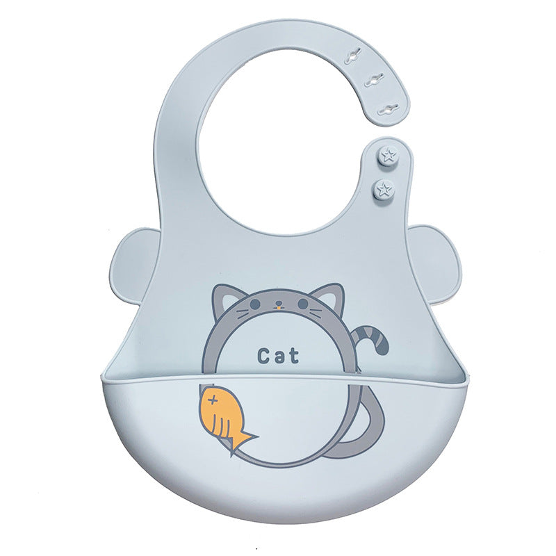 Baby silicone waterproof bib with food catcher for mess-free feeding


