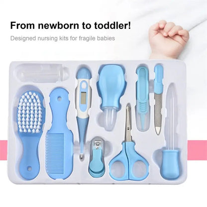 10-piece baby health care kit with thermometer and grooming tools