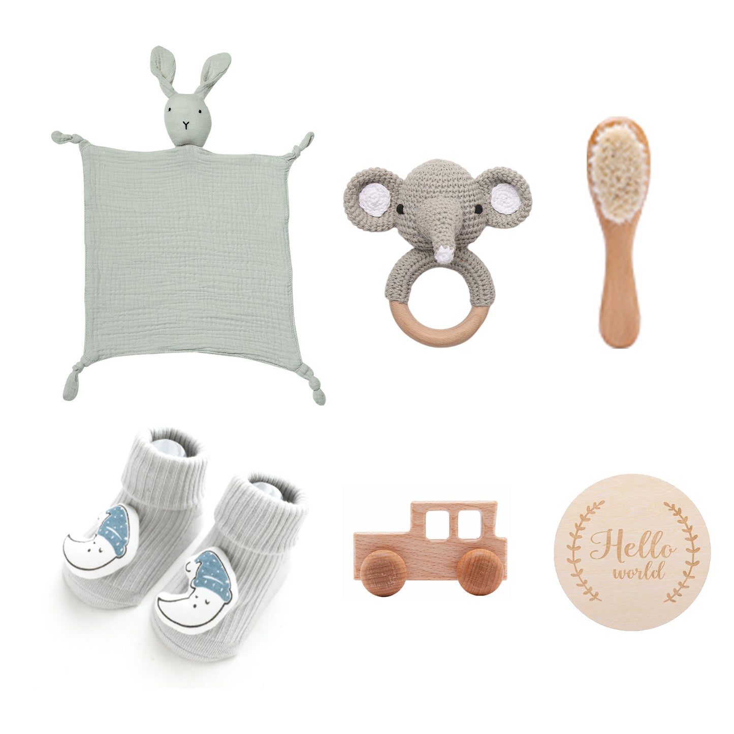 Infant bath towel gift set with rabbit toy and baby rattle for newborns

