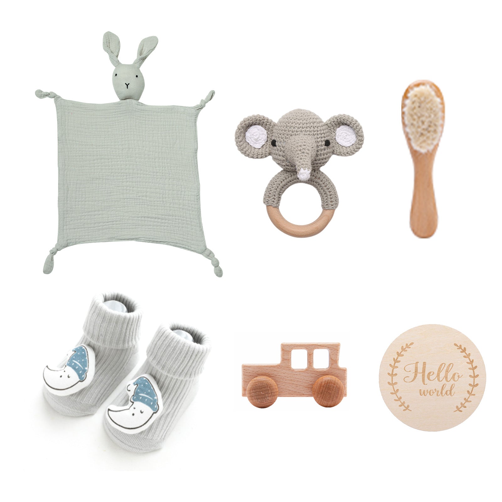 Infant bath towel gift set with rabbit toy and baby rattle for newborns

