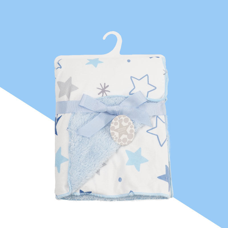 Double layer baby woolen blanket with soft plush fabric for newborn warmth

