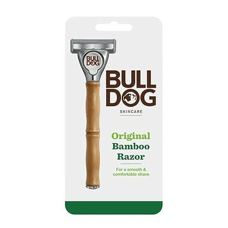 Bamboo Razor Handle by Bulldog Skincare with Smooth Glide and 2 Blade Refills – Eco-Friendly Shaving Solution