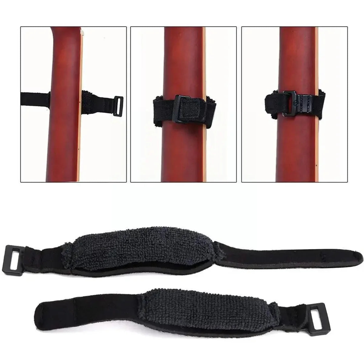 Black Miwayer guitar string muter wraps and noise damper for guitar, bass, and ukulele strings

