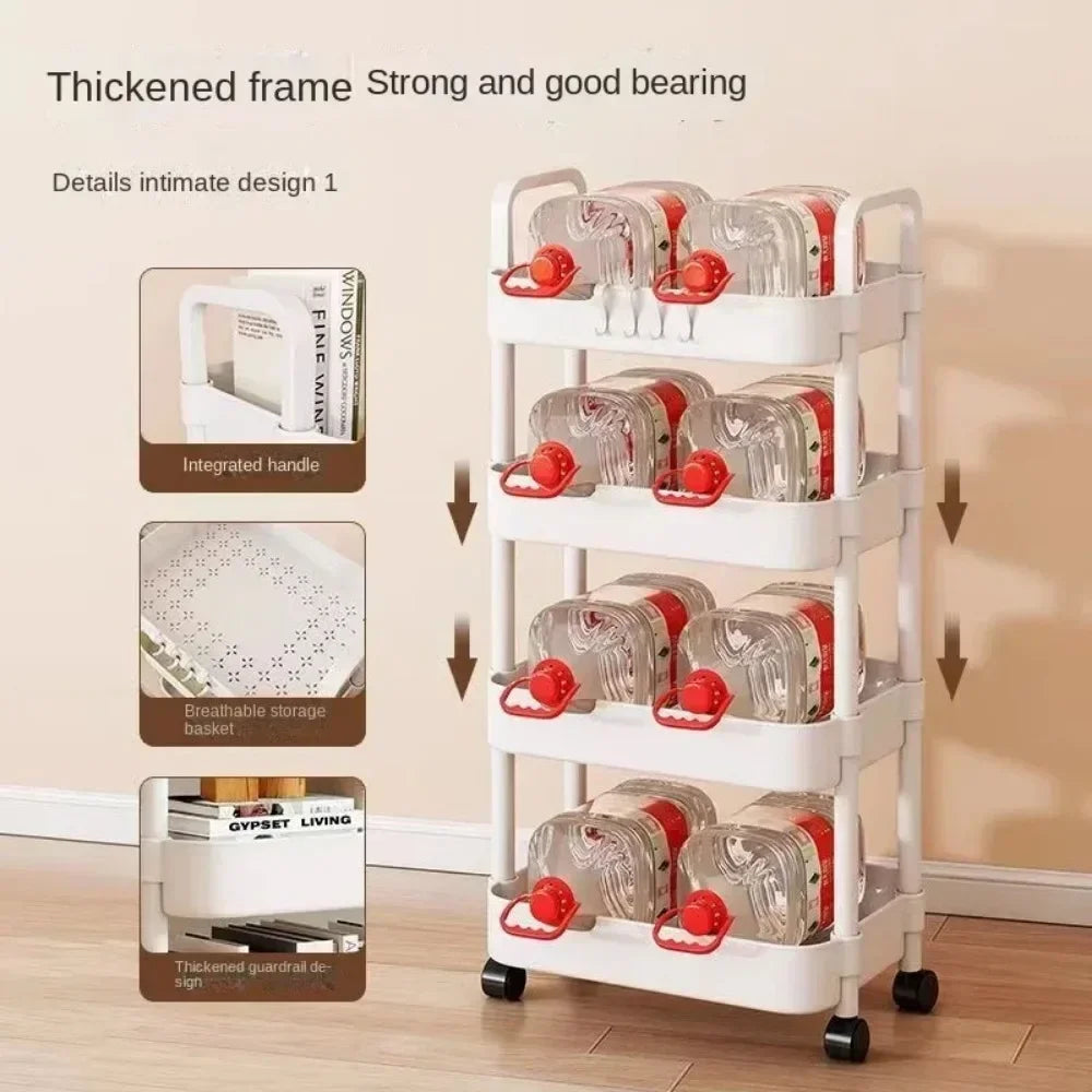 Multi layer storage rack for home use with wheels for easy mobility

