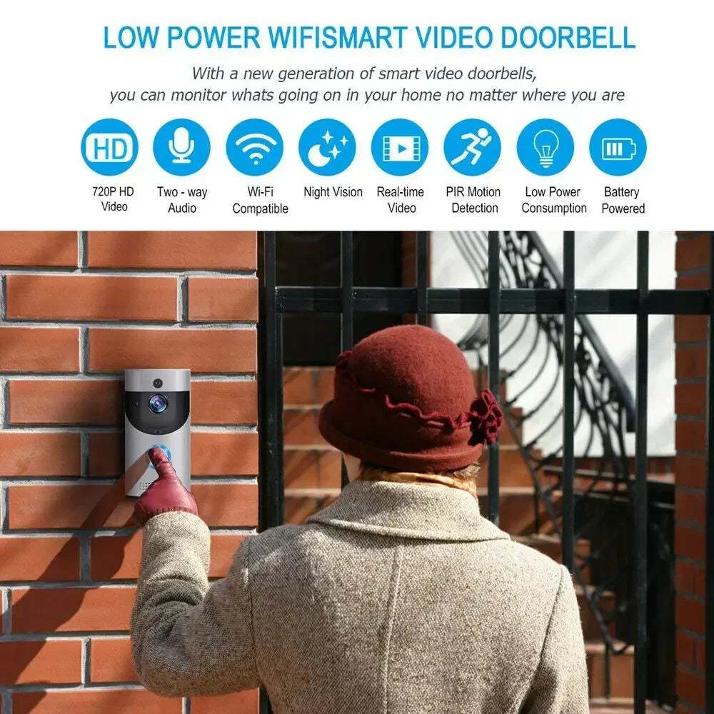 Wireless Smart Doorbell Camera with Night Vision for Home Security

