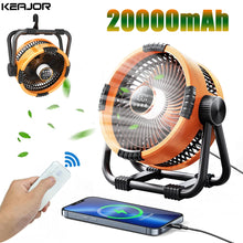 Camping Fan 20000mAh Rechargeable with LED Light and Hook for Tent Ceiling and Outdoor Air Circulation