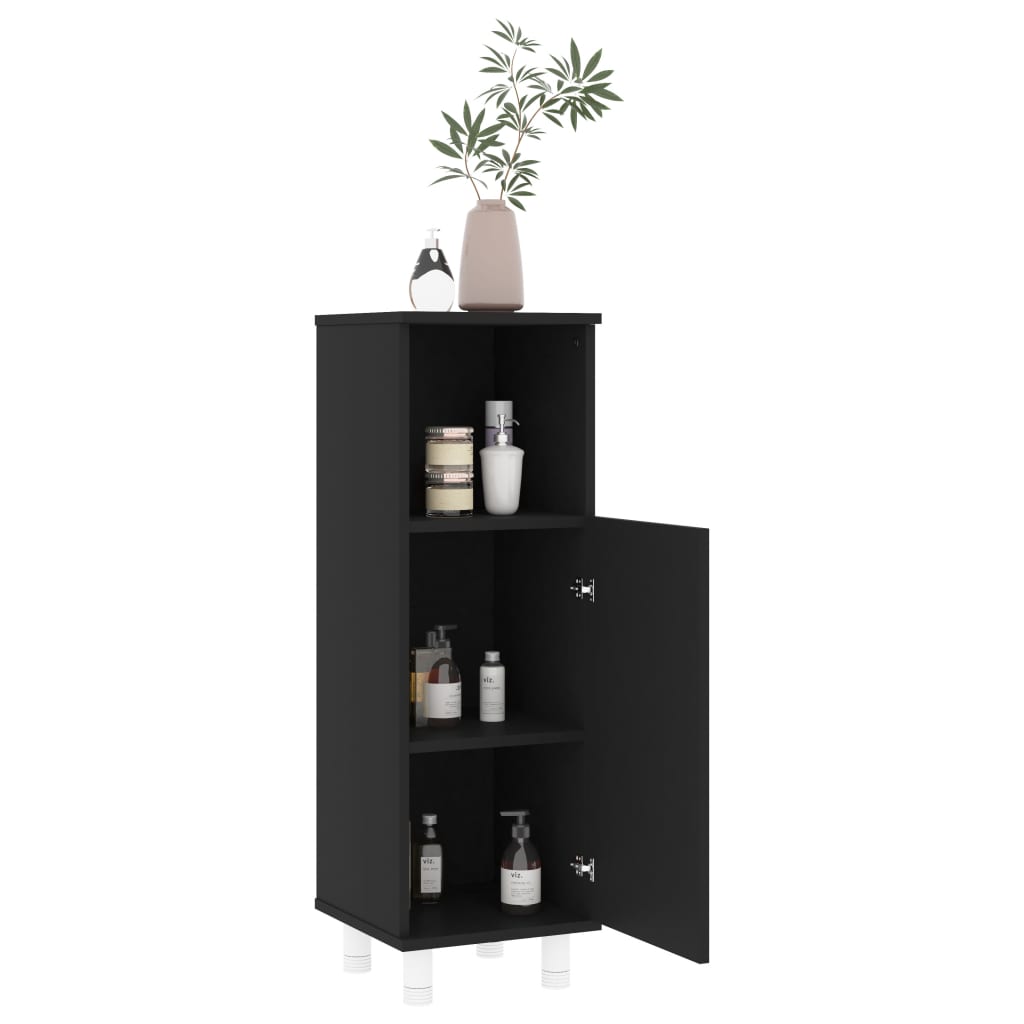 vidaXL 4 Piece Bathroom Furniture Set Black Engineered Wood