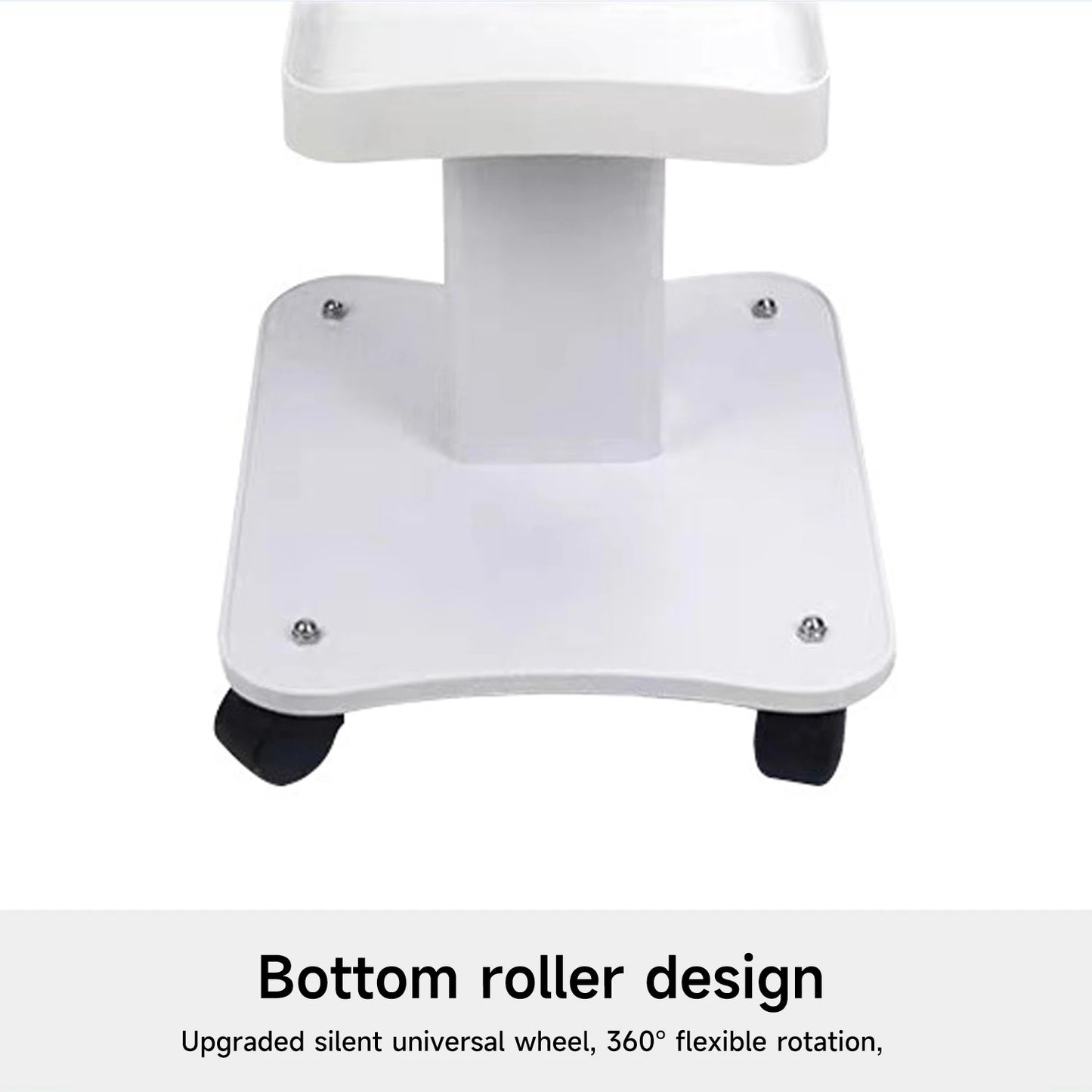 White beauty salon trolley with 360-degree rotatable wheels for spa equipment