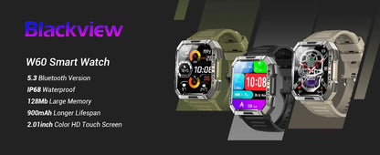 Blackview 2024 New Smart Watch 2.01'' HD Display Smartwatch for Outdoor with Emergency Lighting Bluetooth Calling 900mAh 30 days