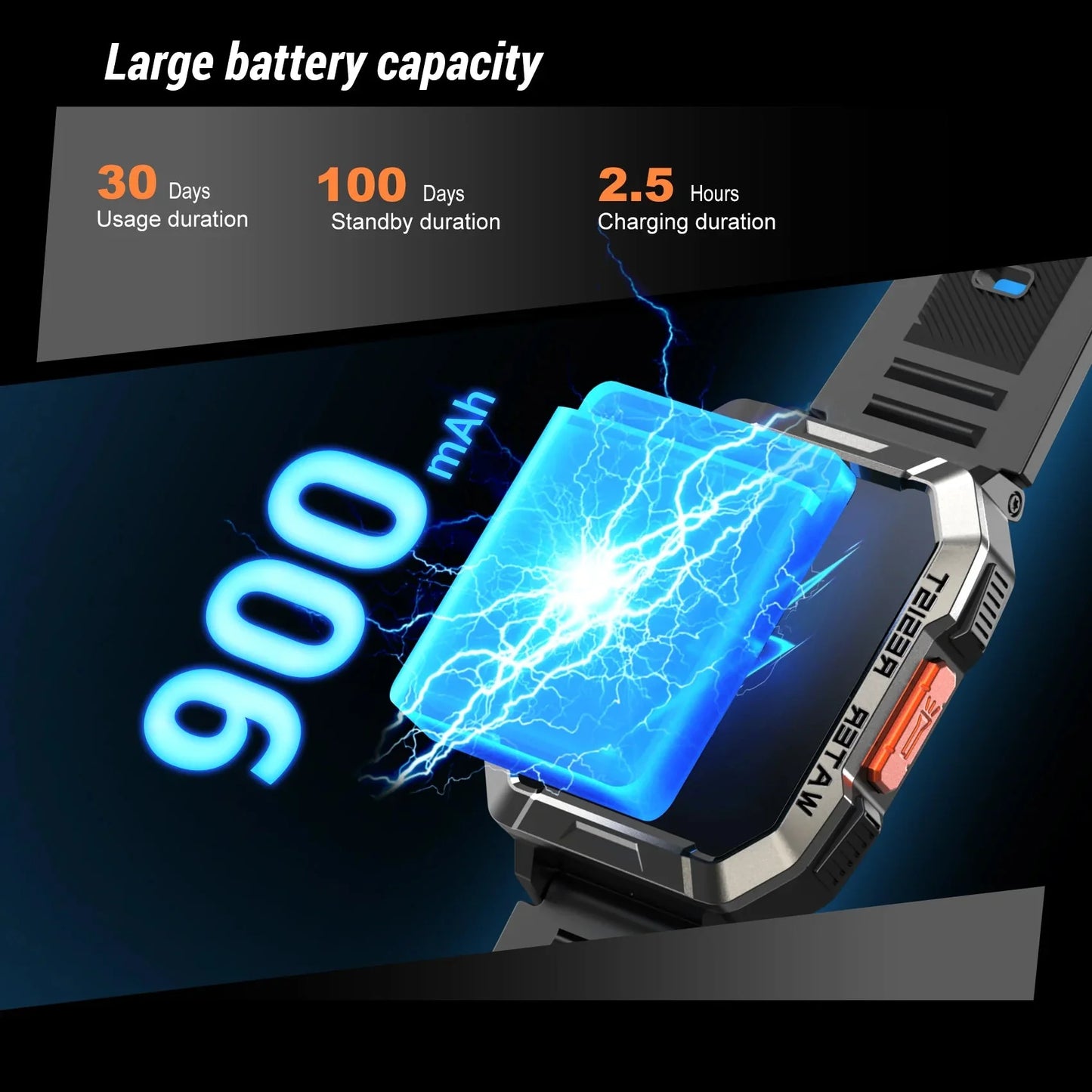 Blackview 2024 New Smart Watch 2.01'' HD Display Smartwatch for Outdoor with Emergency Lighting Bluetooth Calling 900mAh 30 days