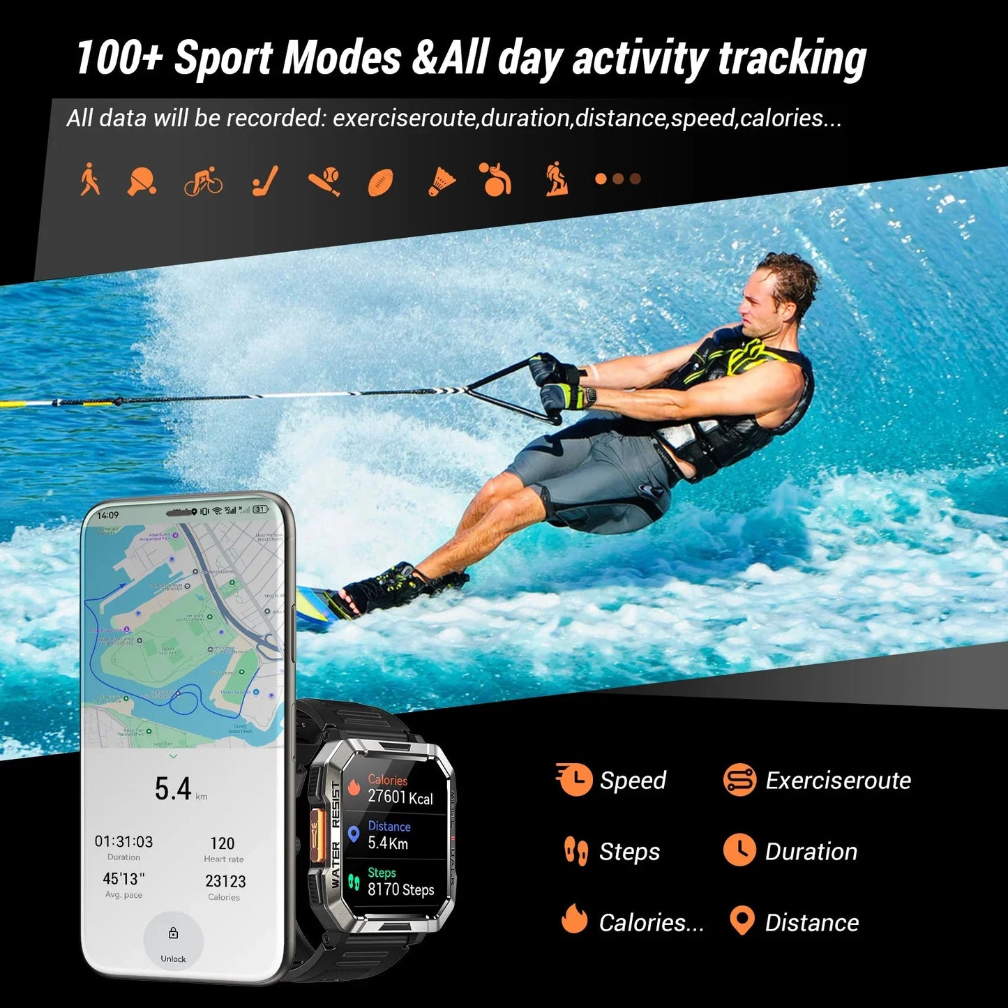 Blackview 2024 New Smart Watch 2.01'' HD Display Smartwatch for Outdoor with Emergency Lighting Bluetooth Calling 900mAh 30 days