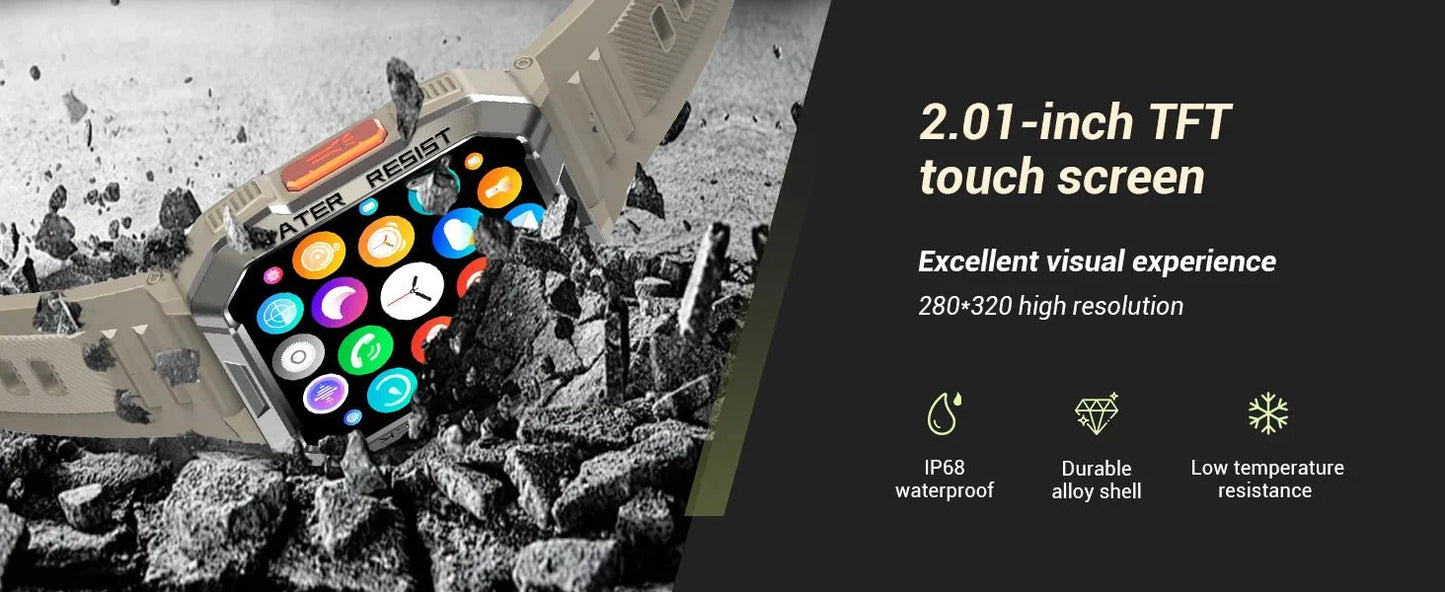 Blackview 2024 New Smart Watch 2.01'' HD Display Smartwatch for Outdoor with Emergency Lighting Bluetooth Calling 900mAh 30 days