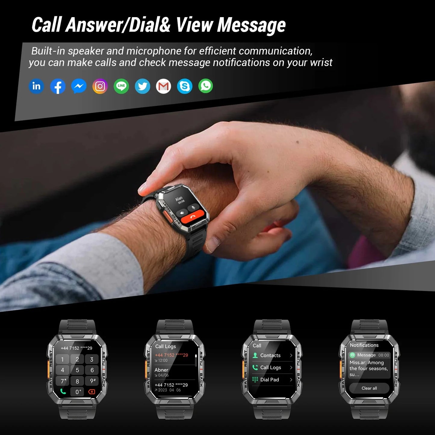 Blackview 2024 New Smart Watch 2.01'' HD Display Smartwatch for Outdoor with Emergency Lighting Bluetooth Calling 900mAh 30 days