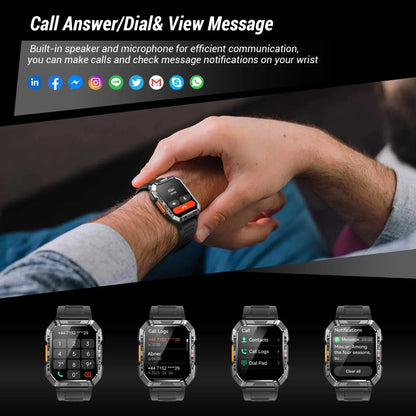 Blackview 2024 New Smart Watch 2.01'' HD Display Smartwatch for Outdoor with Emergency Lighting Bluetooth Calling 900mAh 30 days