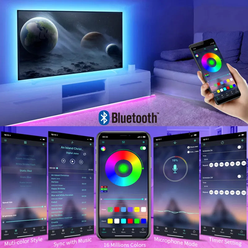 TV Backlight LED Strip Light RGB 5050 glowing behind a television