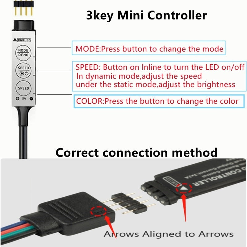 Bluetooth Control RGB Strip Lights glowing in a vibrant bedroom setup