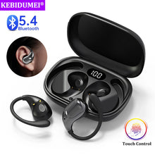 Bluetooth 5.4 Ear Hook Headphones with TWS wireless tech, HiFi stereo sound, waterproof design, LED display, and long standby touch earbuds