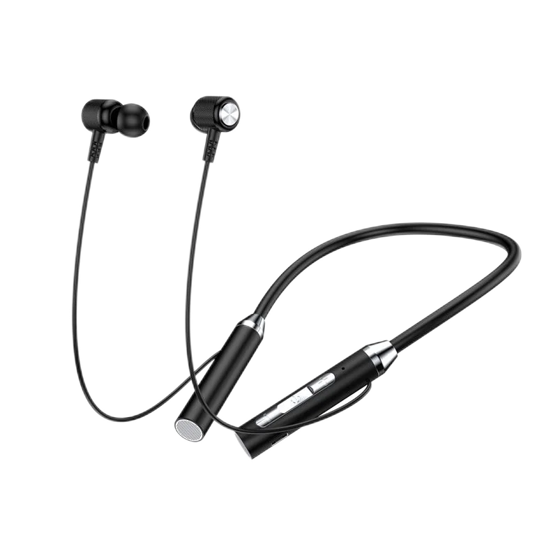 Bluetooth neckband headphones with HiFi 9D stereo and magnetic design
