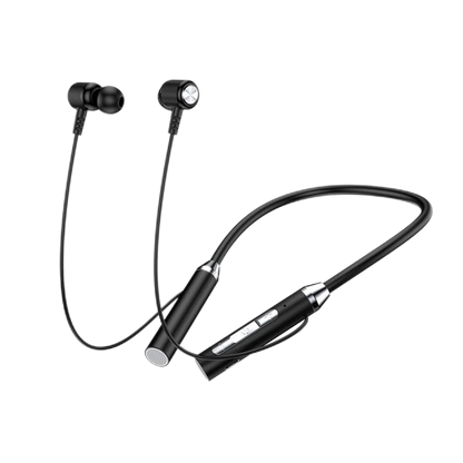 Bluetooth neckband headphones with HiFi 9D stereo and magnetic design