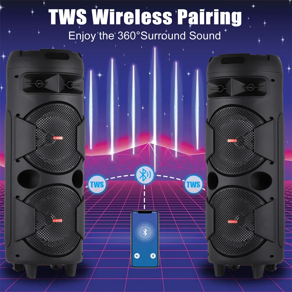 6000W wireless Bluetooth party speaker with subwoofer and powerful bass

