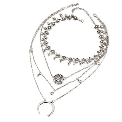 Vintage multi-layer tassel pendant necklace for women