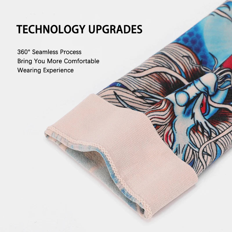 Summer Tattoo Sleeves with Ice Silk Fabric for UV Protection and Breathable Comfort During Golf, Cycling, and Outdoor Sports