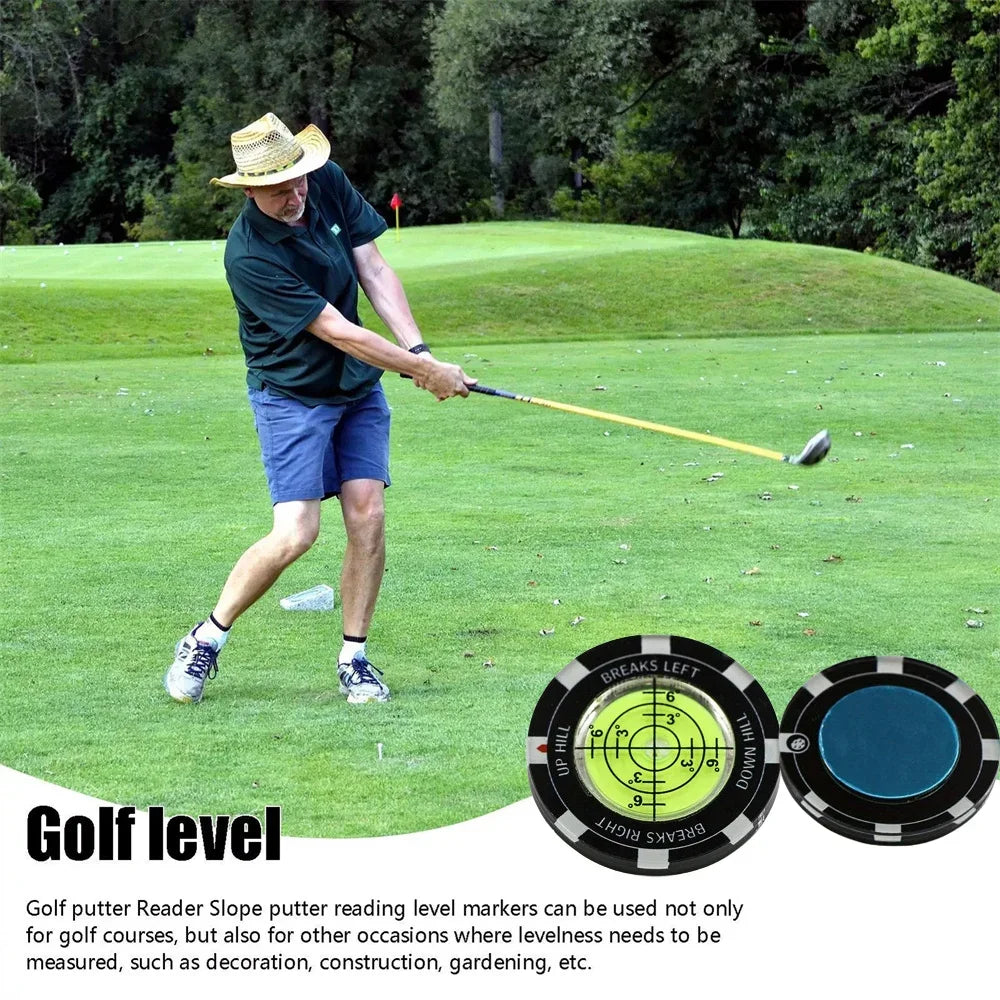 Golf Green Reader Ball Marker with Bubble Level for High Precision Putting and Slope Reading