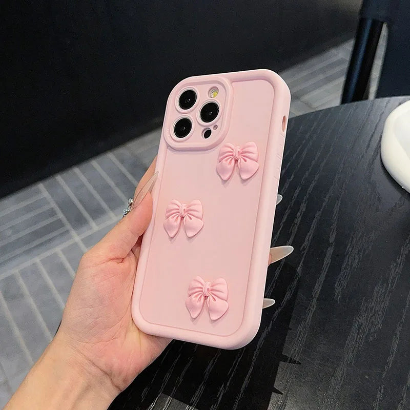 3D pink butterfly iPhone case with soft shockproof silicone design

