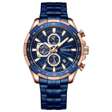 Mens multifunction quartz watch with stainless steel band close-up