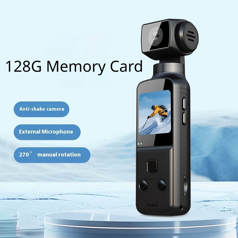 Compact HD sports camera with lanyard and 128GB card support
