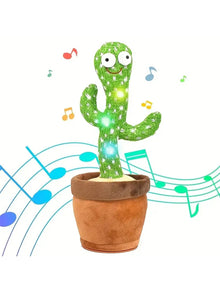 Dancing talking cactus toy that mimics speech and plays music for kids

