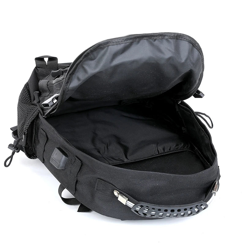 Large capacity hiking backpack with multiple compartments for travel and camping

