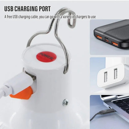 USB Rechargeable LED Lamp Bulbs with Hook for Camping, Fishing, and Emergency Outdoor Lighting