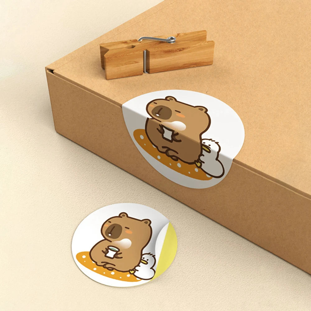 500pcs waterproof capybara sticker roll for laptop, diary, and cup decoration

