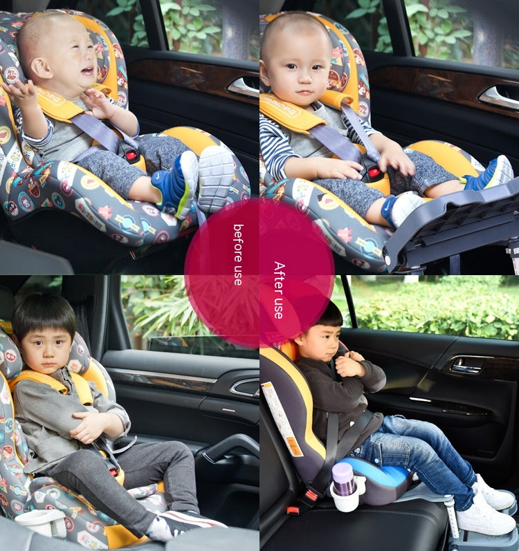 Child safety seat booster pad for car travel with cushion support

