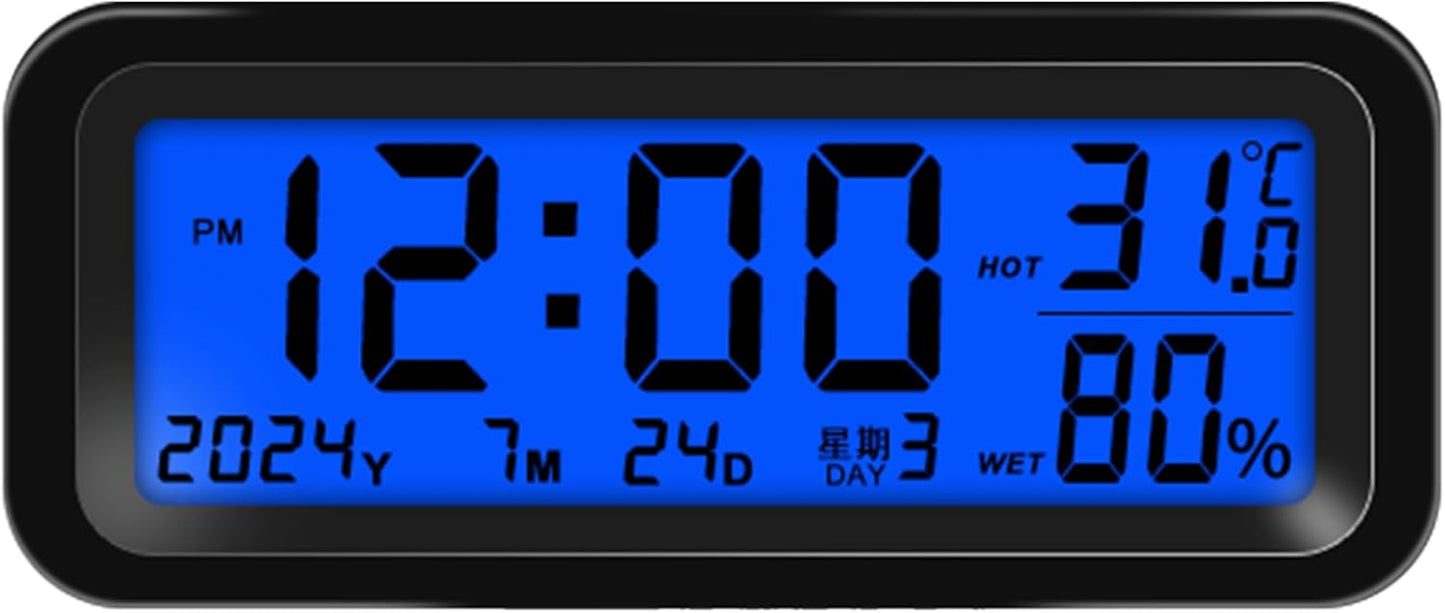 Rechargeable Car Digital Clock with Time, Date, Temperature & Humidity Display for Dashboard