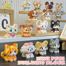 Mini pet building blocks set for creating dog and cat toys with micro bricks

