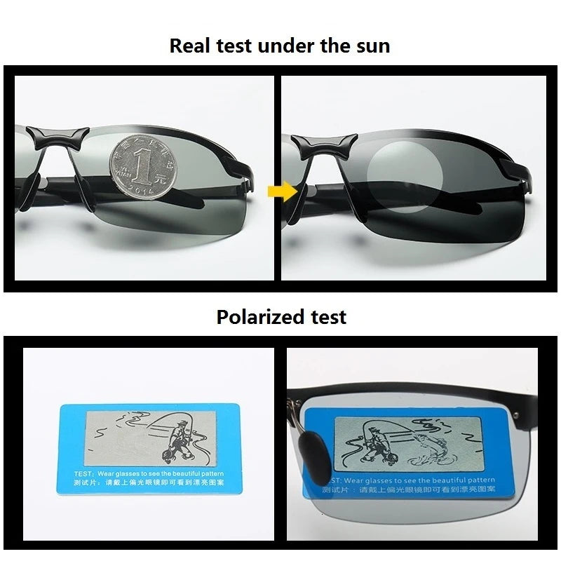 Photochromic Sunglasses Men Polarized in black frame for driving

