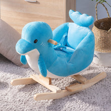 Plush rocking horse toy for kids with soft seat and sturdy wooden rocker

