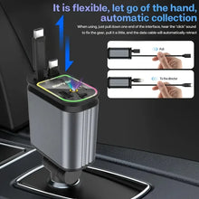 4-in-1 retractable USB C car charger for iPhone fast charging