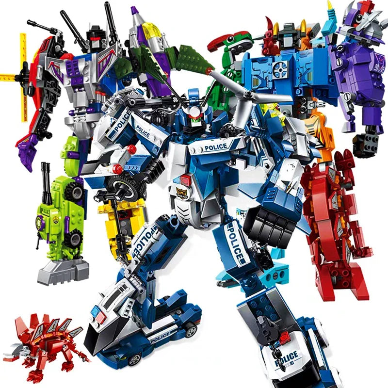 Qman 6-in-1 Transforming Mecha Warrior Building Blocks Set for Kids