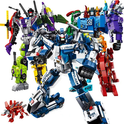 Qman 6-in-1 Transforming Mecha Warrior Building Blocks Set for Kids