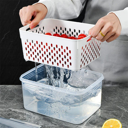 Stackable fridge organizer bins with clear design for kitchen and refrigerator storage

